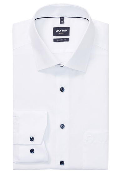 OLYMP Luxor modern fit Hemd Langarm New Kent Kragen Faux wei�