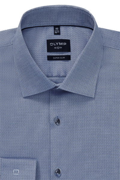 Produktbild f�r 'OLYMP No. Six super slim Hemd extra langer Arm New Kent Kragen Struktur rauchblau'
