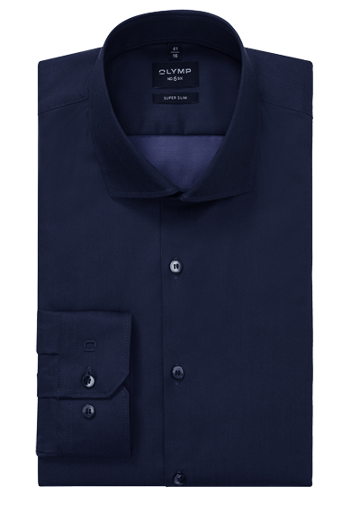 OLYMP No. Six super slim Hemd Langarm New Kent Kragen Satin nachtblau