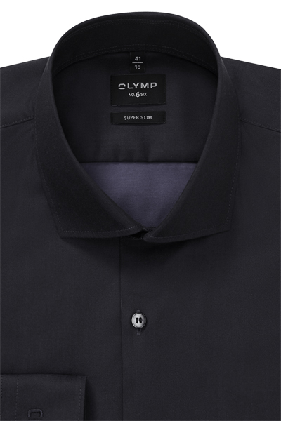 Produktbild f�r 'OLYMP No. Six super slim Hemd Langarm New Kent Kragen Satin schwarz'