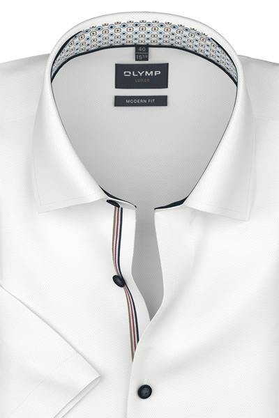 Produktbild f�r 'OLYMP Luxor modern fit Hemd Halbarm New Kent Kragen Struktur wei�'