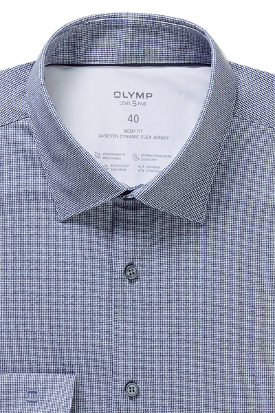 Produktbild f�r 'OLYMP Level Five 24/Seven body fit Hemd Langarm Jersey Muster dunkelblau'