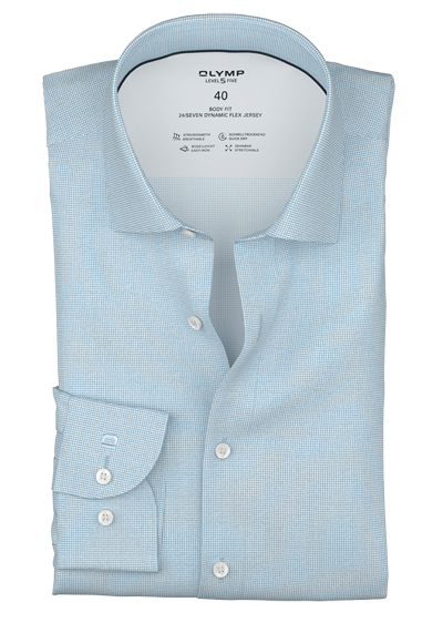 OLYMP Level Five 24/Seven body fit Hemd Langarm Jersey Muster hellblau preisreduziert