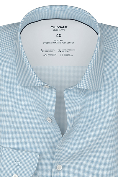 Produktbild f�r 'OLYMP Level Five 24/Seven body fit Hemd Langarm Jersey Muster hellblau'