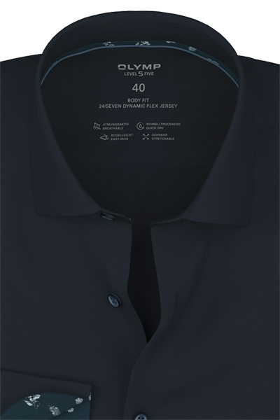 Produktbild f�r 'OLYMP Level Five 24/Seven body fit Hemd Langarm Jersey Stretch nachtblau'