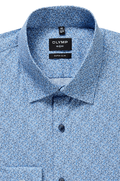 Produktbild f�r 'OLYMP No. Six super slim Hemd Langarm New Kent Kragen Muster blau'