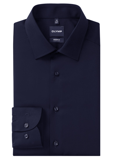 Produktbild f�r 'OLYMP Luxor modern fit Hemd Langarm New Kent Kragen Cover Shirt nachtblau'