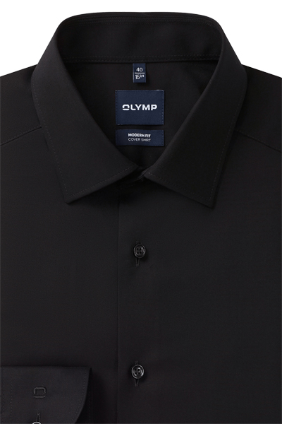Produktbild f�r 'OLYMP Luxor modern fit Hemd Langarm New Kent Kragen Cover Shirt schwarz'
