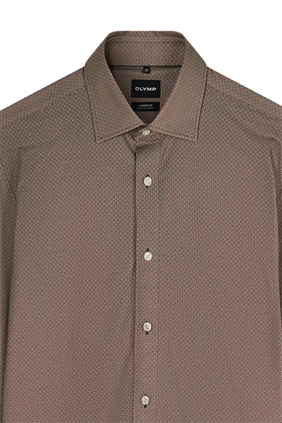 Produktbild f�r 'OLYMP Luxor 24/Seven modern fit Hemd Langarm New Kent Kragen Jersey Muster braun'