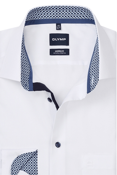 Produktbild f�r 'OLYMP Luxor modern fit Hemd Langarm New Kent Kragen Popeline wei�'