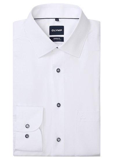 Produktbild f�r 'OLYMP Luxor modern fit Hemd Langarm New Kent Kragen Muster wei�'