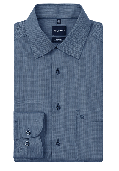 Produktbild f�r 'OLYMP Luxor modern fit Hemd Langarm New Kent Kragen Muster blau'