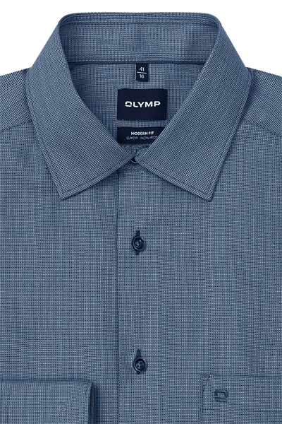Produktbild f�r 'OLYMP Luxor modern fit Hemd Langarm New Kent Kragen Muster blau'