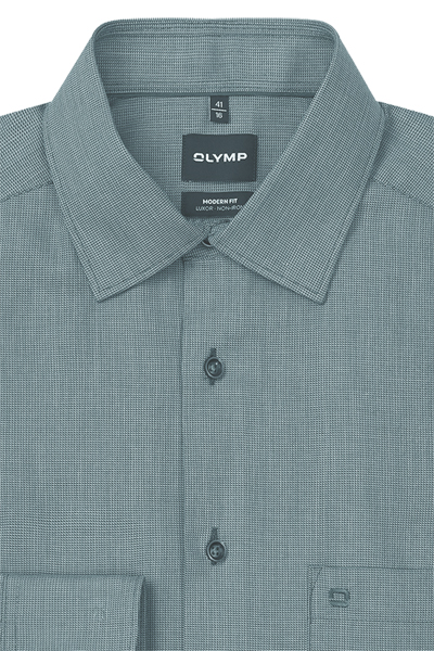 Produktbild f�r 'OLYMP Luxor modern fit Hemd Langarm New Kent Kragen Muster gr�n'
