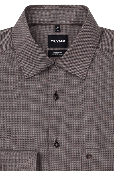 Produktbild f�r 'OLYMP Luxor modern fit Hemd Langarm New Kent Kragen Muster braun'