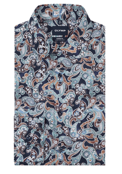 Produktbild f�r 'OLYMP Luxor modern fit Hemd Langarm New Kent Kragen Blumenmuster blau'