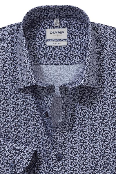 Produktbild f�r 'OLYMP Level Five 24/Seven body fit Hemd Langarm Jersey Stretch Muster blau'