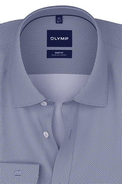Produktbild f�r 'OLYMP Level Five 24/Seven body fit Hemd extra langer Arm New Kent Kragen Jersey Muster blau'