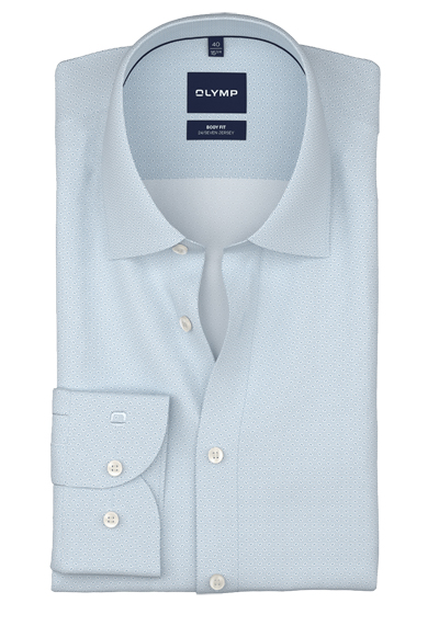Produktbild f�r 'OLYMP Level Five 24/Seven body fit Hemd Langarm New Kent Kragen Jersey Muster hellblau'