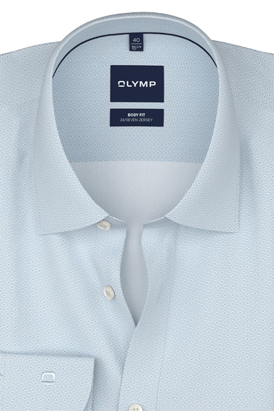 Produktbild f�r 'OLYMP Level Five 24/Seven body fit Hemd Langarm New Kent Kragen Jersey Muster hellblau'