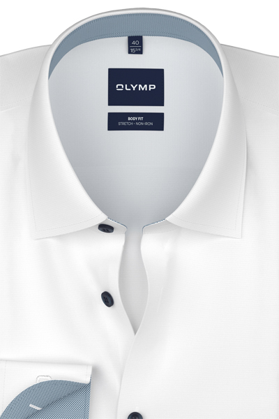 Produktbild f�r 'OLYMP Level Five body fit Hemd Langarm New Kent Kragen Popeline wei�'