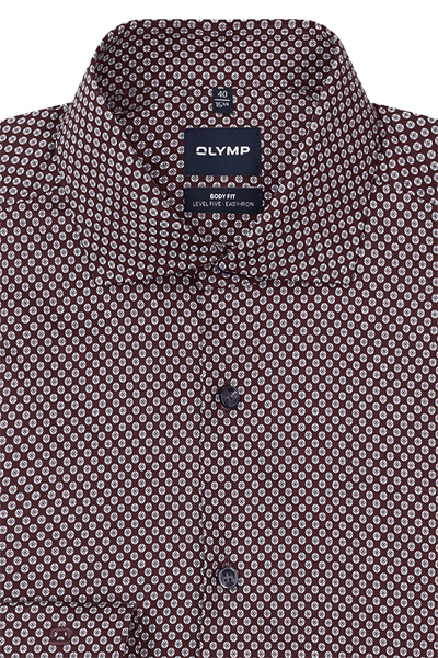 Produktbild f�r 'OLYMP Level Five body fit Hemd extra langer Arm New Kent Kragen Muster rot'