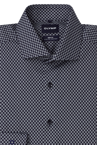 Produktbild f�r 'OLYMP Level Five body fit Hemd extra langer Arm New Kent Kragen Muster blau'