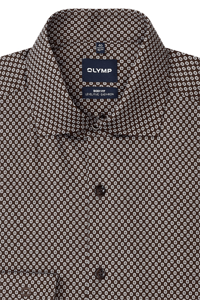 Produktbild f�r 'OLYMP Level Five body fit Hemd Langarm New Kent Kragen Muster braun'