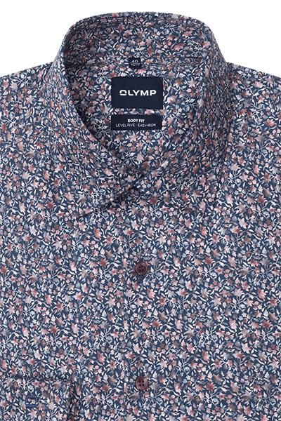 Produktbild f�r 'OLYMP Level Five body fit Hemd extra langer Arm New Kent Kragen Blumenmuster blau'