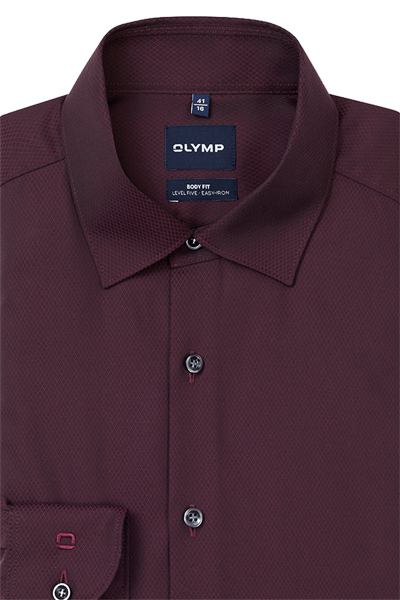 Produktbild f�r 'OLYMP Level Five body fit Hemd Langarm Kent Kragen Struktur weinrot'