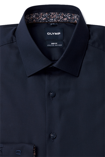 Produktbild f�r 'OLYMP Level Five body fit Hemd extra langer Arm New Kent Kragen Struktur dunkelblau'