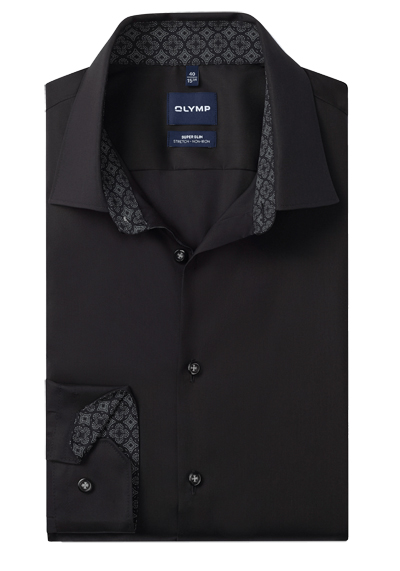 Produktbild f�r 'OLYMP No. Six super slim Hemd Langarm New Kent Kragen Popeline schwarz'