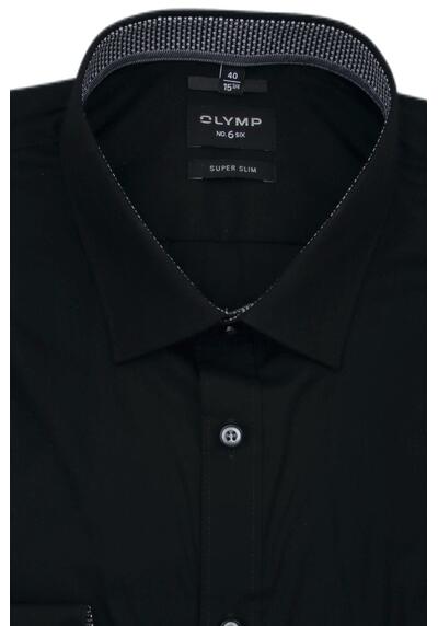 Produktbild fr 'OLYMP No. Six super slim Hemd Langarm New Kent Kragen schwarz'