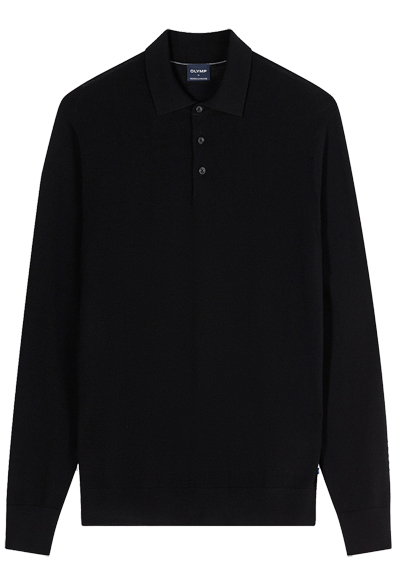 Produktbild f�r 'OLYMP Polo Langarm Strick Merinowolle schwarz'