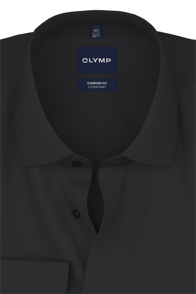 Produktbild f�r 'OLYMP Luxor comfort fit Hemd Langarm New Kent Kragen Cover Shirt schwarz'