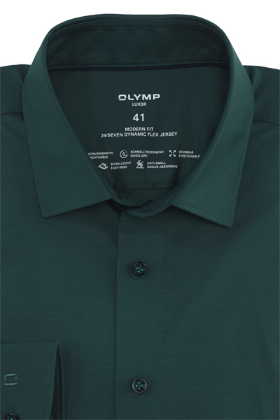 Produktbild fr 'OLYMP Luxor 24/Seven modern fit Hemd Langarm Jersey Stretch grn'