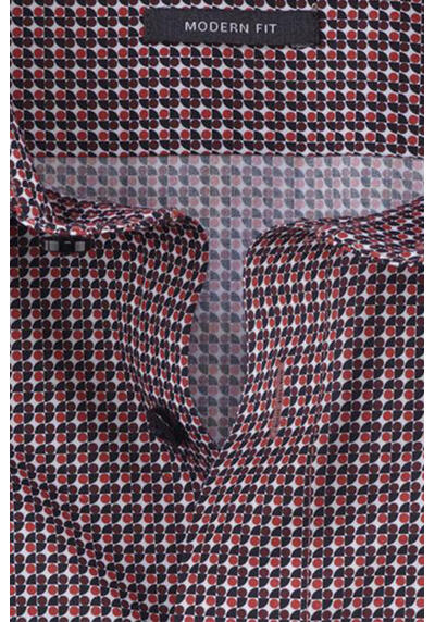 OLYMP Luxor Modern Fit Hemd extra langer Arm New Kent Kragen Muster rot