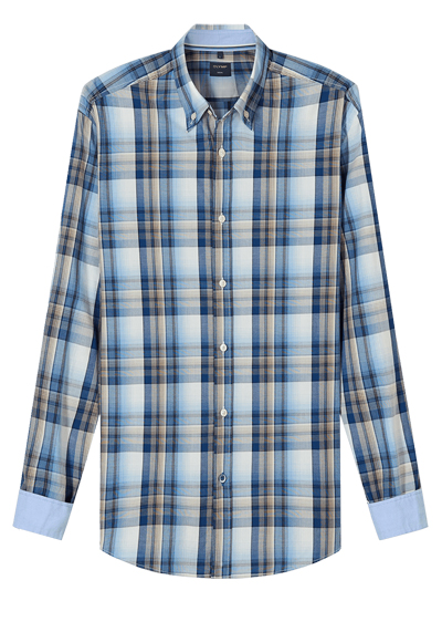 Produktbild f&uuml;r 'OLYMP Casual Hemd Langarm Button Down Kragen Karo dunkelblau'