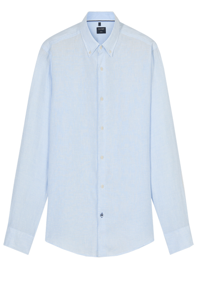 Produktbild f&uuml;r 'OLYMP Casual Hemd Langarm Button Down Kragen Leinen Ringel hellblau'