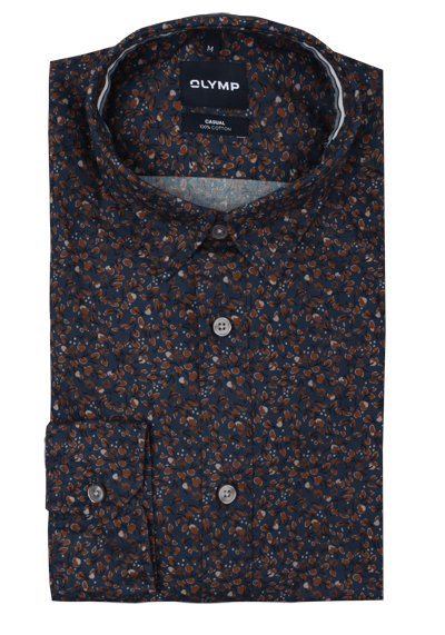 Produktbild f&uuml;r 'OLYMP Casual Hemd Langarm New Kent Kragen Muster blau'