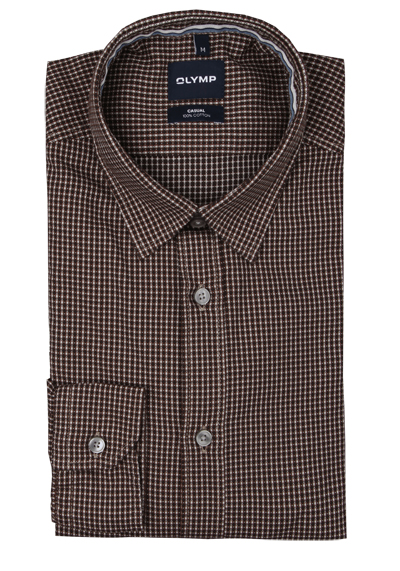 Produktbild f&uuml;r 'OLYMP Casual Hemd Langarm New Kent Kragen Muster braun'