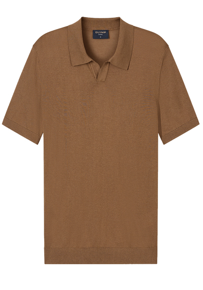 Produktbild f&uuml;r 'OLYMP Casual Polo Halbarm Polokragen Strick camel'