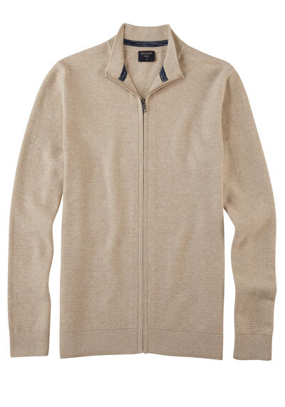 Produktbild für 'OLYMP Casual Strick Cardigan Langarm Reiverschluss extrafeine Baumwolle beige'