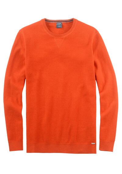 Produktbild für 'OLYMP Casual Strick Pullover Langarm Rundhals extrafeine Baumwolle orange'