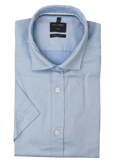 Produktbild für 'OLYMP Casual regular fit Hemd Halbarm New Kent Kragen Struktur hellblau'