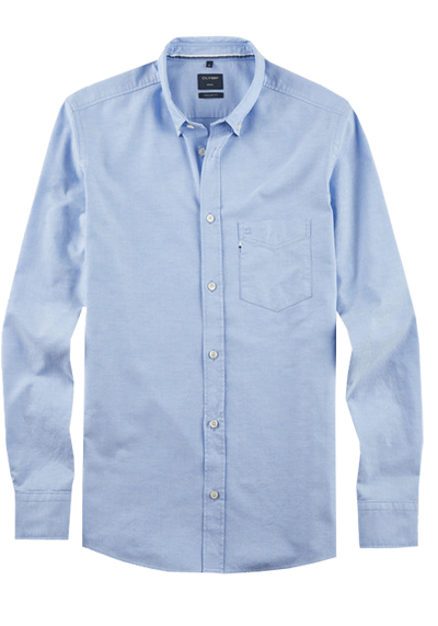 Produktbild für 'OLYMP Casual regular fit Hemd Langarm Button Down Kragen Leinen blau'
