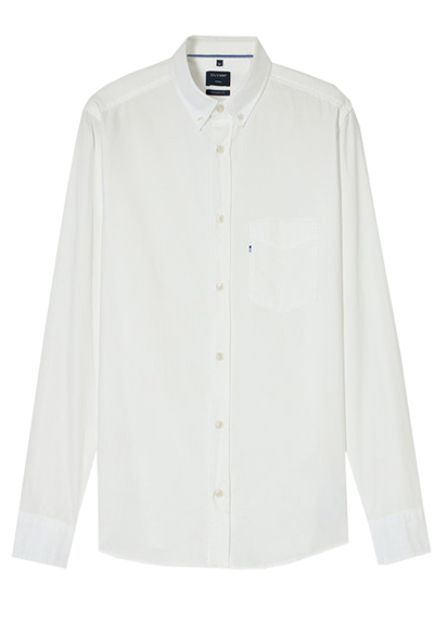 Produktbild für 'OLYMP Casual regular fit Hemd Langarm Button Down Kragen Leinen wei'