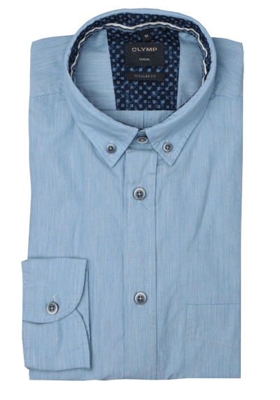 Produktbild für 'OLYMP Casual regular fit Hemd Langarm Button Down Kragen blau'