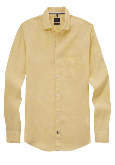 Produktbild für 'OLYMP Casual regular fit Hemd Langarm New Kent Kragen Leinen gelb'