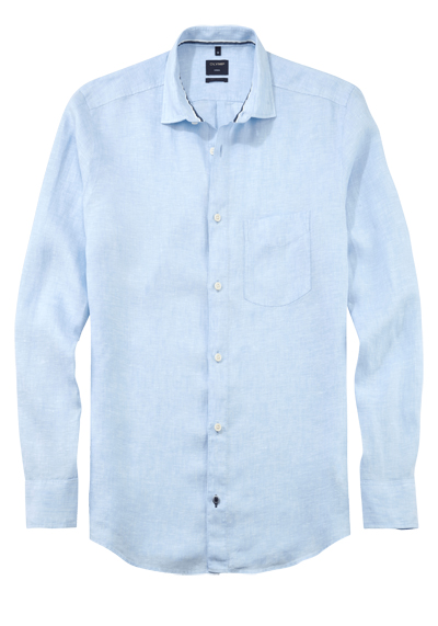Produktbild für 'OLYMP Casual regular fit Hemd Langarm New Kent Kragen Leinen hellblau'